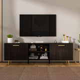 FUFU&GAGA TV Stand Modern/Contemporary Dark Brown Tv Cabinet Integrated Tv Mount (Accommodates TVs up to 70-in)