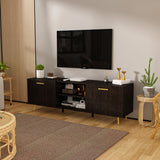 FUFU&GAGA TV Stand Modern/Contemporary Dark Brown Tv Cabinet Integrated Tv Mount (Accommodates TVs up to 70-in)