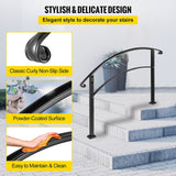 VEVOR Handrails Stair Railing 2-ft x 42-in Black Steel Deck Stair Rail Kit