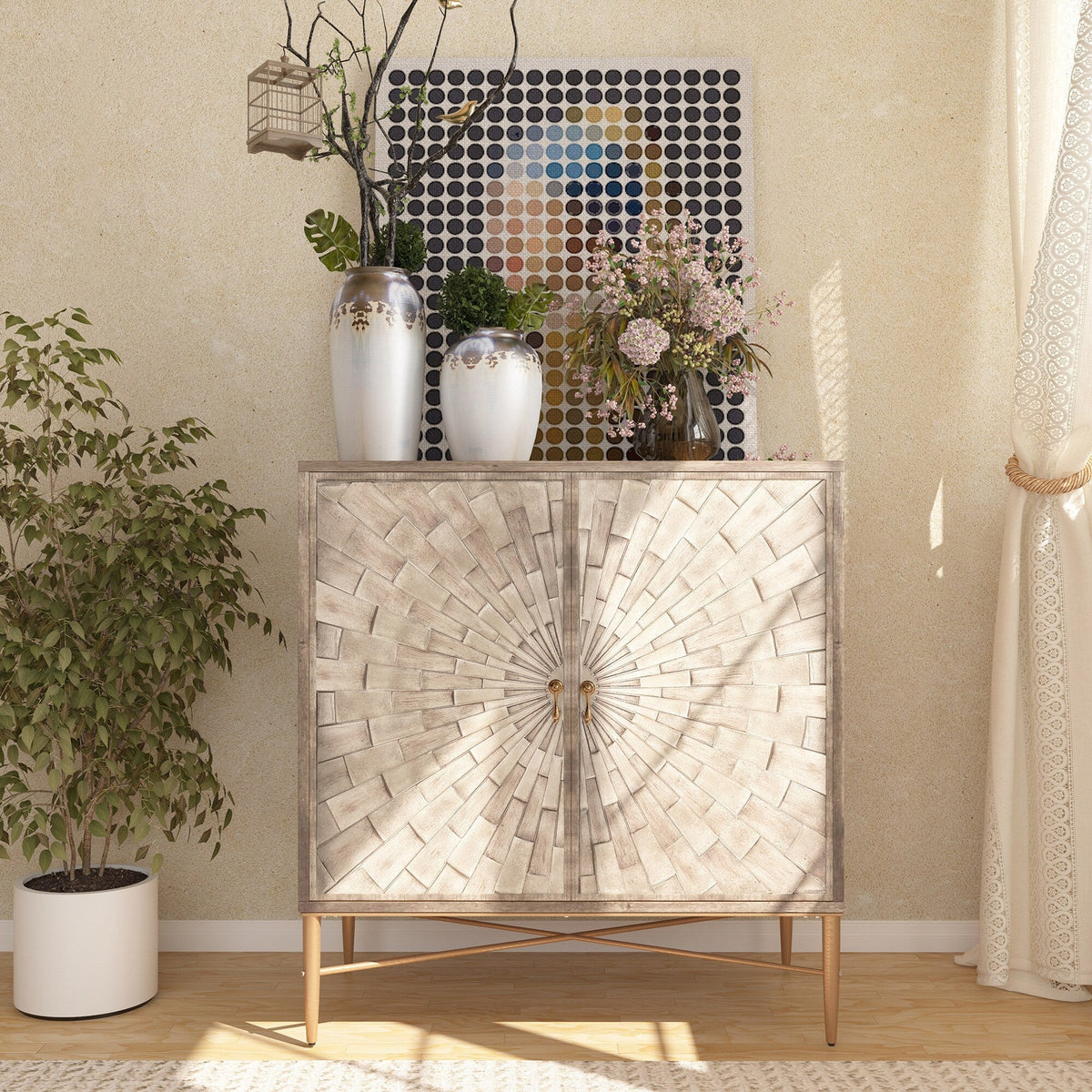 Clihome 2-Door Storage Cabinets 29.63-in W x 31.63-in H Wood Composite White Freestanding Utility Storage Cabinet