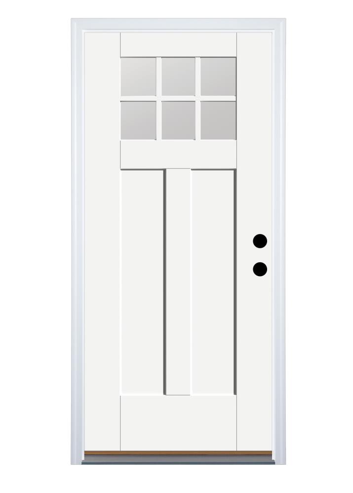 Therma-Tru Benchmark Doors 36-in x 80-in Fiberglass Craftsman Left-Hand Inswing Ready-to-Paint Unfinished Prehung Single Front Door with Brickmould