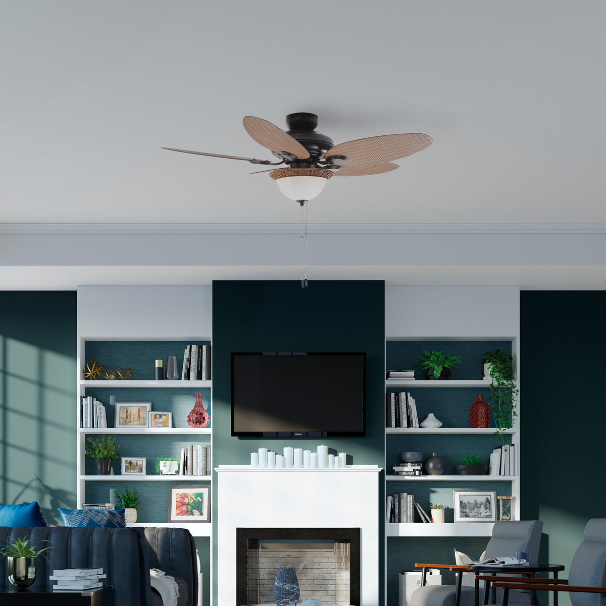 Harbor Breeze Tilghman 44-in Bronze LED Indoor/Outdoor Ceiling Fan with Light, 5 Blades