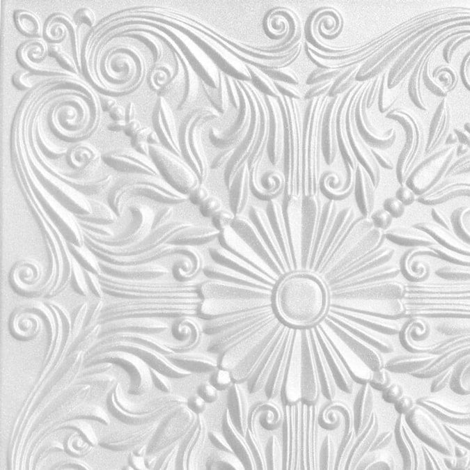 A La Maison Ceilings 1.67-ft x 1.67-ft Spanish Silver Plain White Polystyrene Surface-mount Ceiling Tile (8-Pack, 21.6-sq ft / Case)