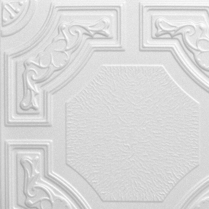 A La Maison Ceilings 1.67-ft x 1.67-ft Evergreen Plain White Polystyrene Surface-mount Ceiling Tile (8-Pack, 21.6-sq ft / Case)