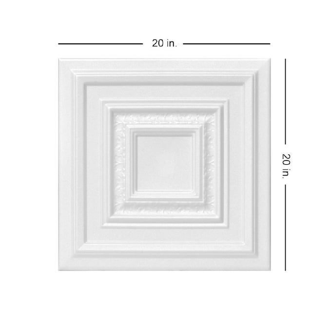 A La Maison Ceilings 1.67-ft x 1.67-ft Chestnut Grove Plain White Polystyrene Surface-mount Ceiling Tile (8-Pack, 21.6-sq ft / Case)