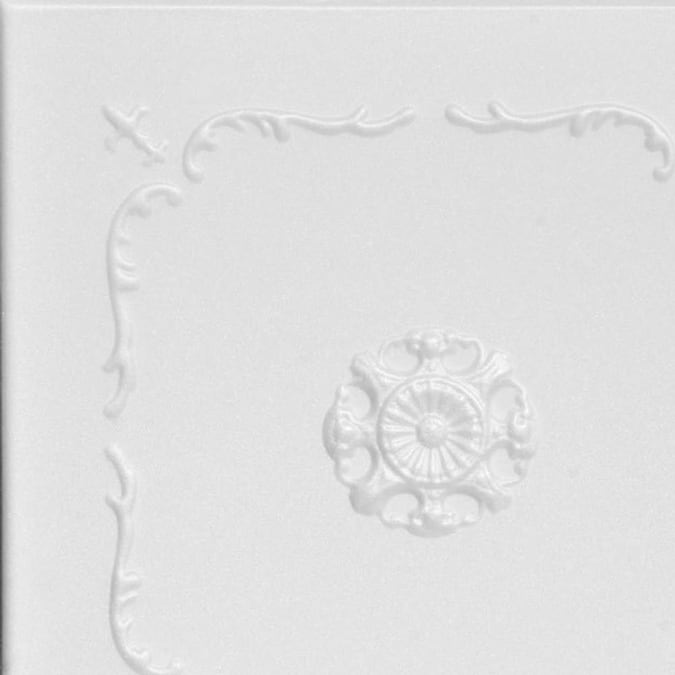 A La Maison Ceilings 1.67-ft x 1.67-ft Bourbon Street Plain White Polystyrene Surface-mount Ceiling Tile (8-Pack, 21.6-sq ft / Case)