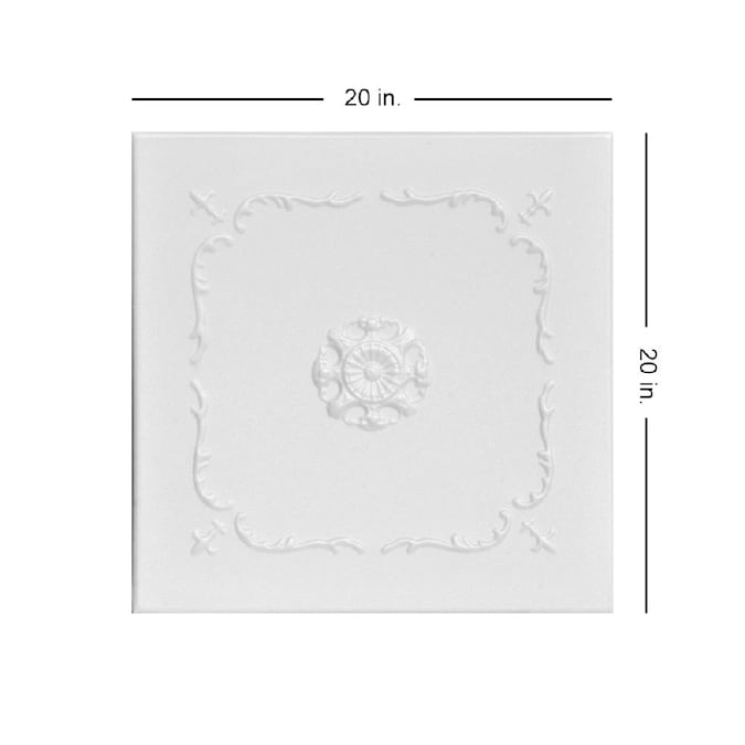 A La Maison Ceilings 1.67-ft x 1.67-ft Bourbon Street Plain White Polystyrene Surface-mount Ceiling Tile (8-Pack, 21.6-sq ft / Case)