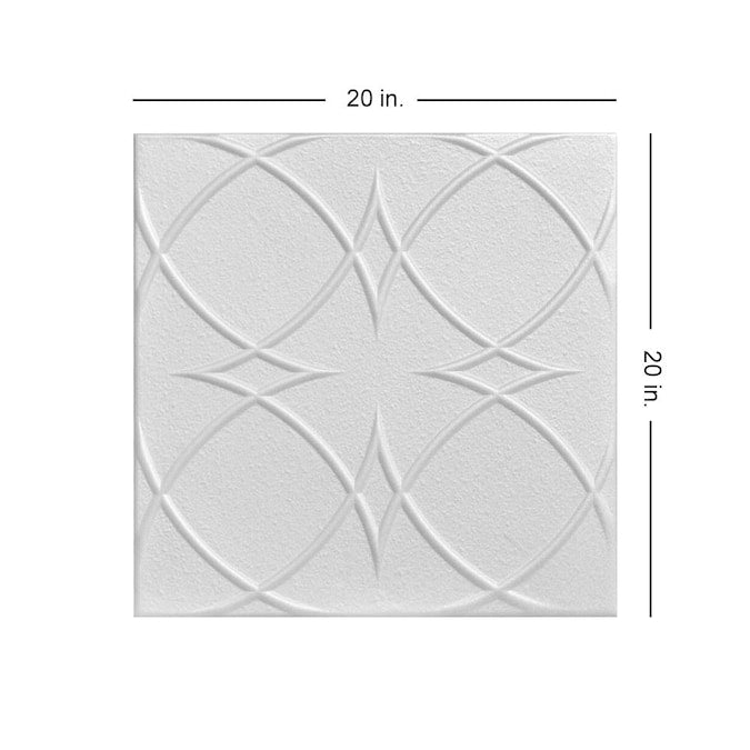 A La Maison Ceilings 1.67-ft x 1.67-ft Circles and Stars Plain White Polystyrene Surface-mount Ceiling Tile (8-Pack, 21.6-sq ft / Case)