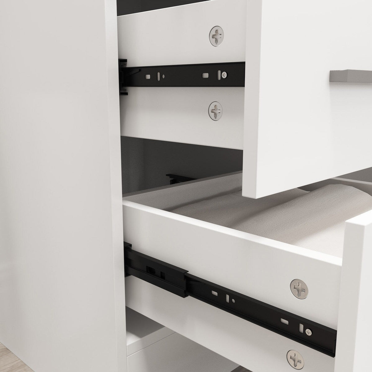 FUFU&GAGA Contemporary Makeup Vanity Table with Sliding Mirror and Adjustable Lights - White, 5 Drawers, 2-Tier Storage Cabinets, Durable MDF Material