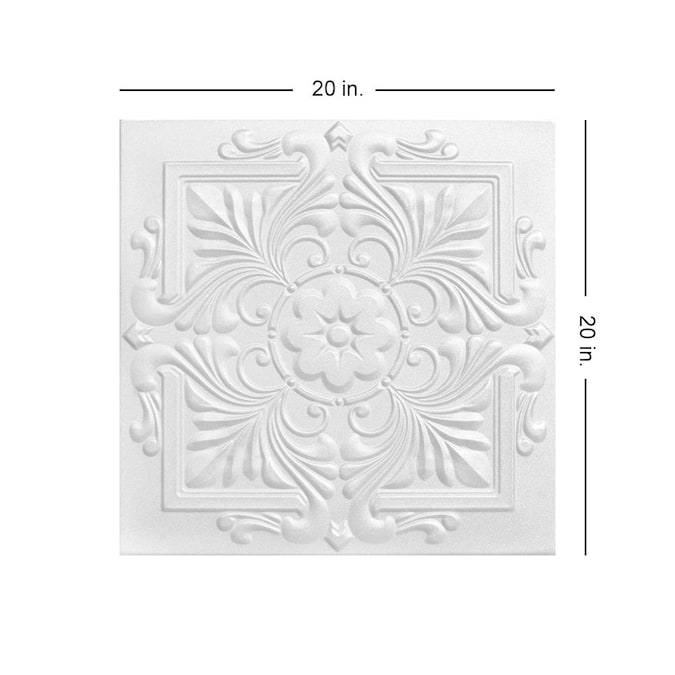 A La Maison Ceilings 1.67-ft x 1.67-ft Victorian Plain White Polystyrene Surface-mount Ceiling Tile (8-Pack, 21.6-sq ft / Case)