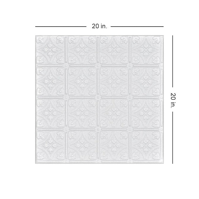 A La Maison Ceilings 1.67-ft x 1.67-ft Emma's Flowers Plain White Polystyrene Surface-mount Ceiling Tile (8-Pack, 21.6-sq ft / Case)