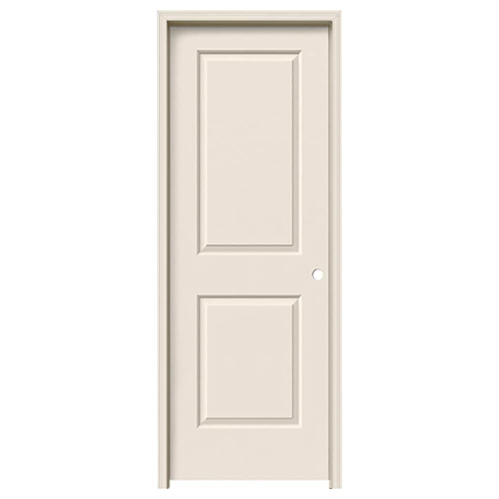 JELD-WEN Cambridge 30-in x 80-in Primed 2-Panel Square Hollow Core Left-Hand Single Prehung Interior Door, Smooth Molded Composite, Split Jamb