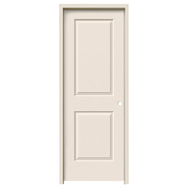 JELD-WEN Cambridge 30-in x 80-in Primed 2-Panel Square Hollow Core Left-Hand Single Prehung Interior Door, Smooth Molded Composite, Split Jamb