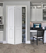 JELD-WEN Continental 30-in x 80-in Primed 2-Panel Round Top Molded Composite Bifold Door, Hardware Included