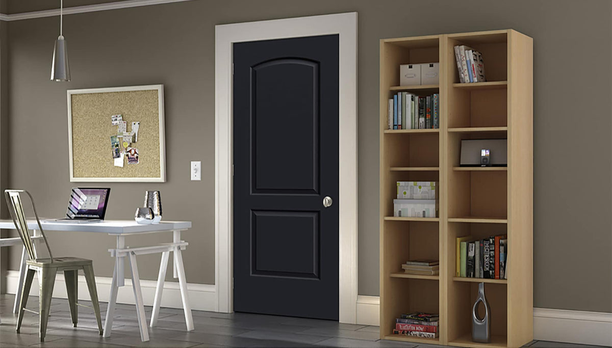 JELD-WEN Continental 36-in x 80-in Primed 2-Panel Round Top Hollow Core Molded Composite Left-Hand Single Prehung Interior Door