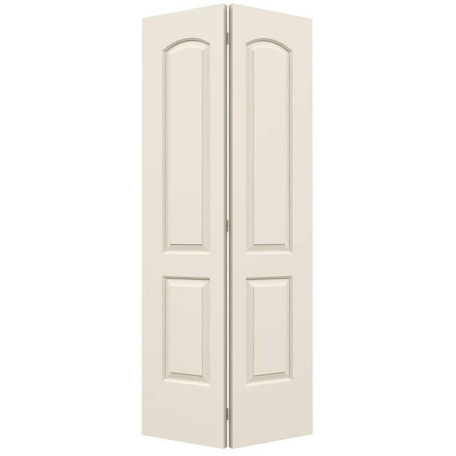 JELD-WEN Continental 24-in x 80-in Primed 2-Panel Round Top Molded Composite Bifold Door, Hardware Included