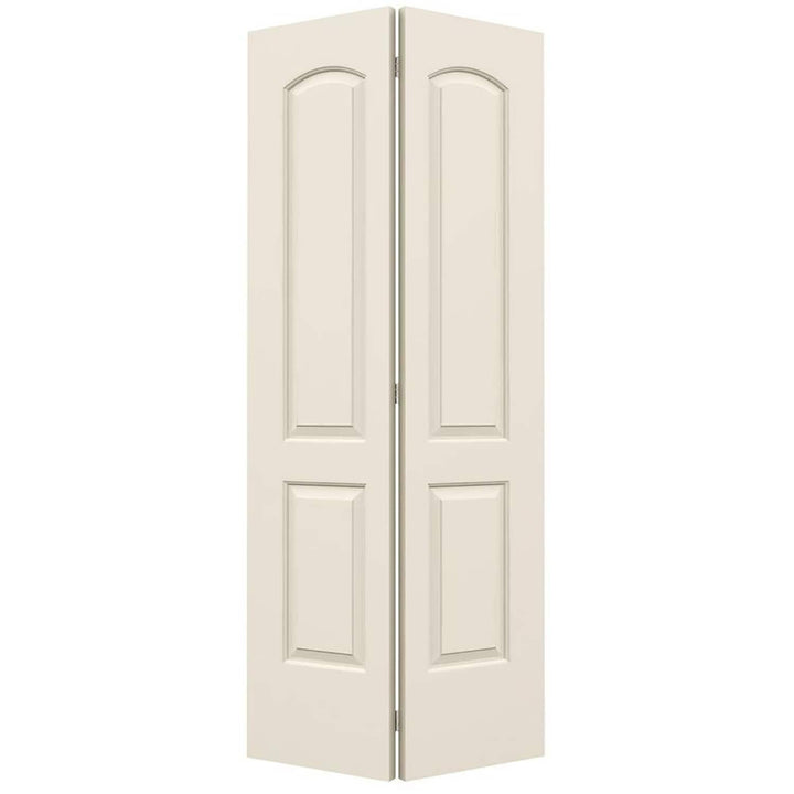 JELD-WEN Continental 24-in x 80-in Primed 2-Panel Round Top Molded Composite Bifold Door, Hollow Core, Hardware Included
