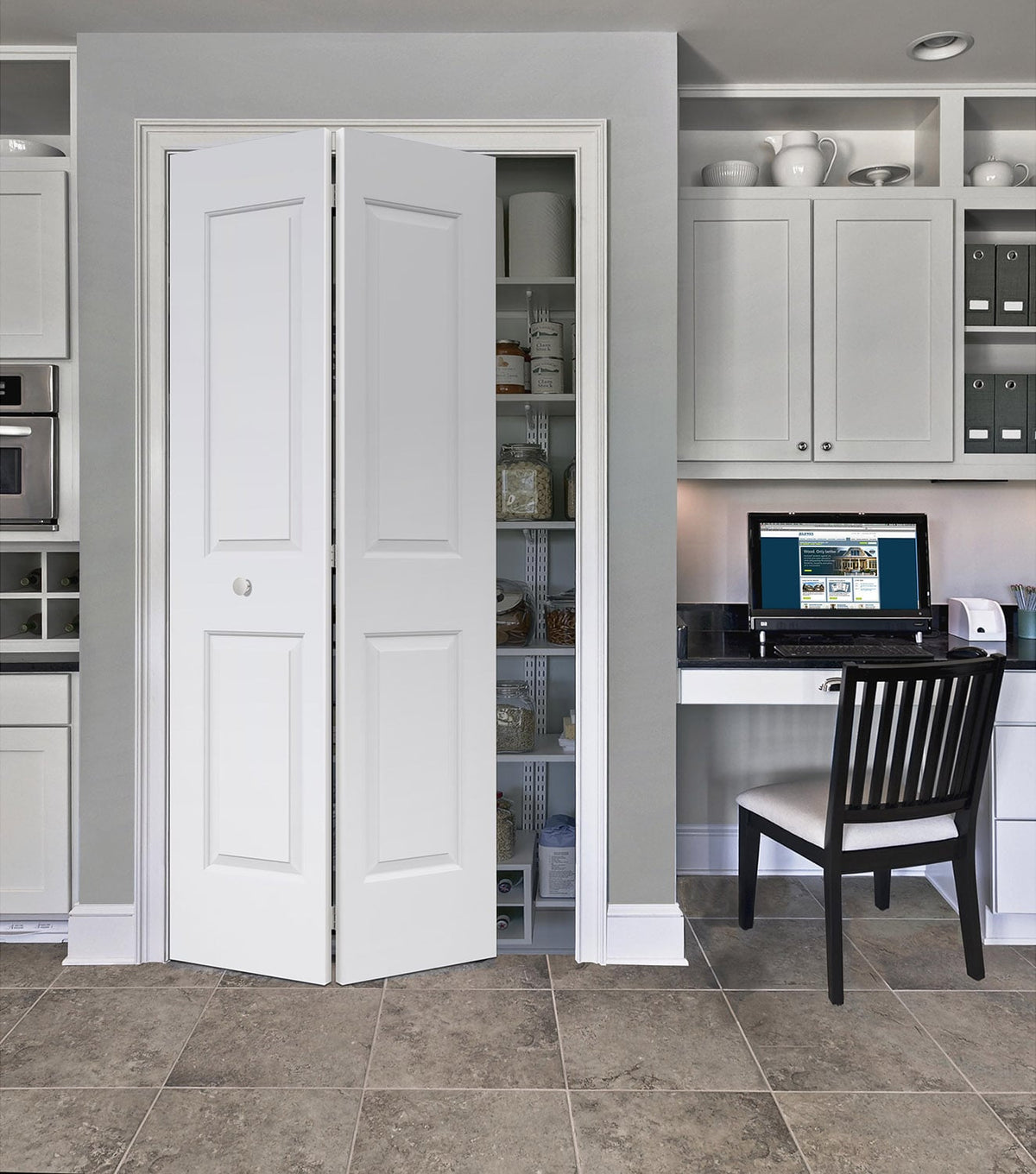 JELD-WEN Cambridge 24-in x 80-in Primed 2-Panel Square Molded Composite Bifold Door (Hardware Included)