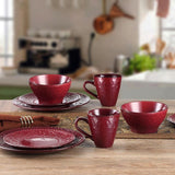 16-Piece Lorren Home Stoneware Scroll Dinnerware Set-Merlot