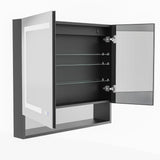 WELLFOR BG 30-in x 30-in Lighted LED Fog Free Surface Mount Black Mirrored Soft Close Medicine Cabinet