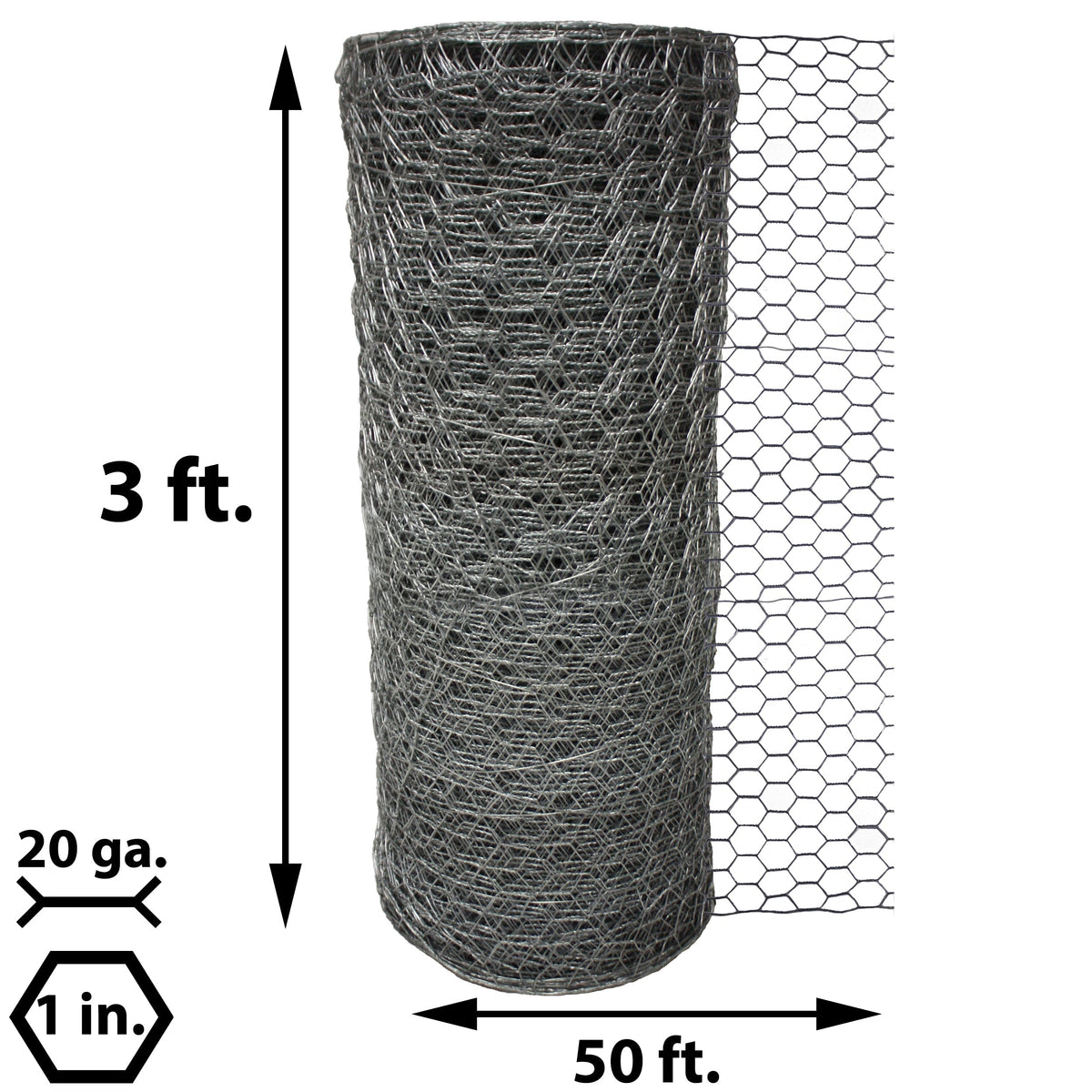 Acorn International 3-ft 20-Gauge Silver Galvanized Steel Chicken Wire Rolled Fencing with Mesh Size 1-in
