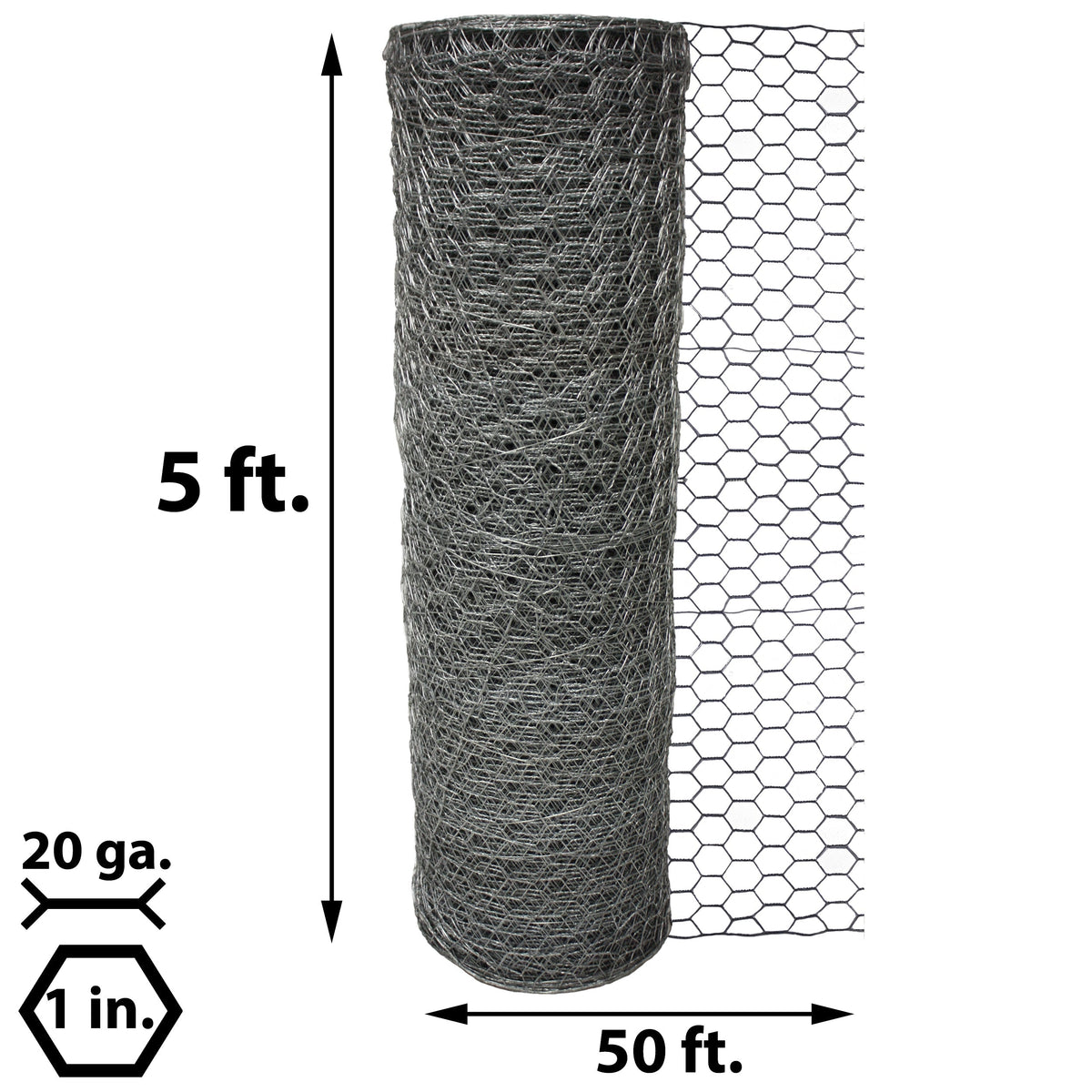 Acorn International 50' x 5' 20-Gauge Silver Galvanized Steel Chicken Wire Fencing