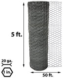 Acorn International 50' x 5' 20-Gauge Silver Galvanized Steel Chicken Wire Fencing