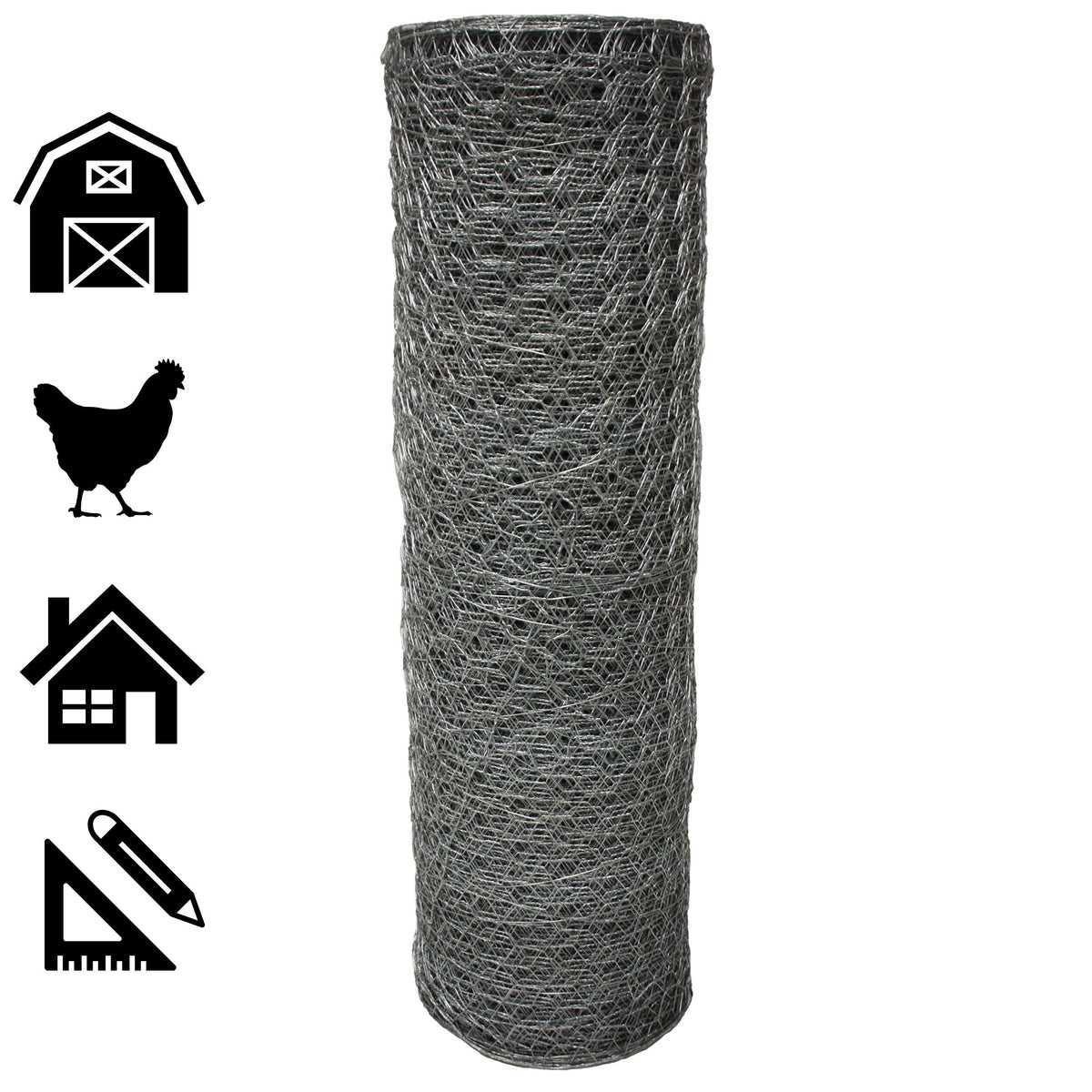 Acorn International 25ft x 4ft Galvanized Chicken Wire Fencing - 20 Gauge