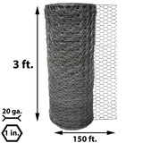 Acorn International 3-ft 20-Gauge Silver Galvanized Steel Chicken Wire Rolled Fencing with Mesh Size 1-in