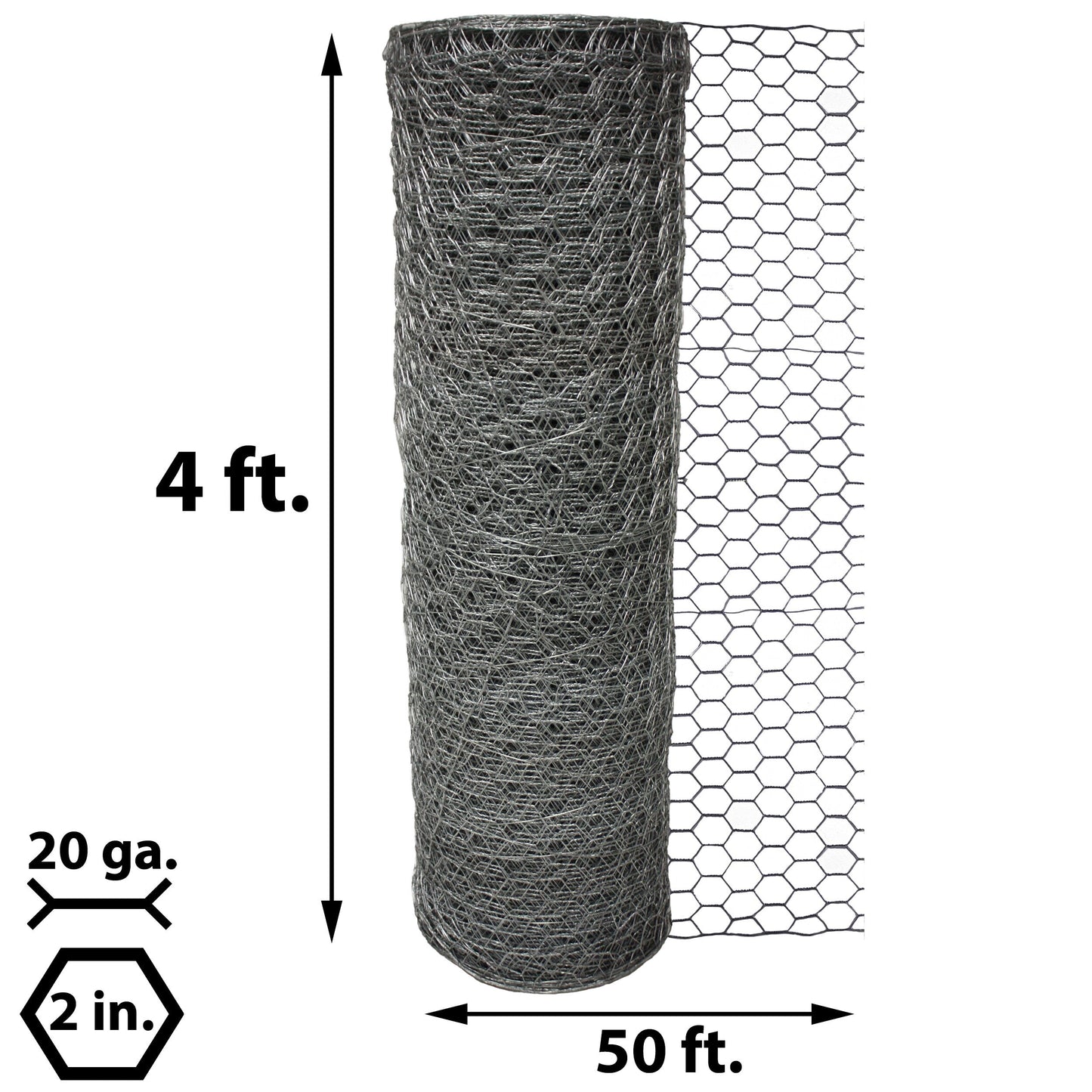 Acorn International Galvanized Poultry Netting 50ft x 4ft - 20-Gauge Steel