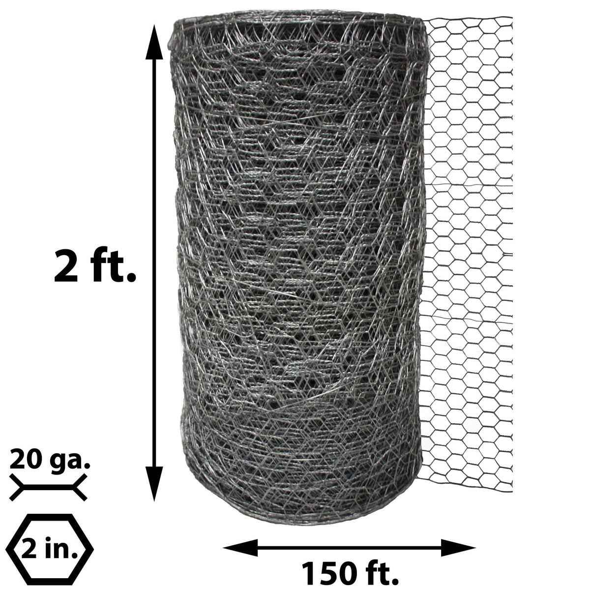 Acorn International 150ft x 2ft 20-Gauge Galvanized Steel Chicken Wire Fencing