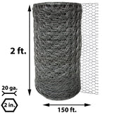 Acorn International 150ft x 2ft 20-Gauge Galvanized Steel Chicken Wire Fencing