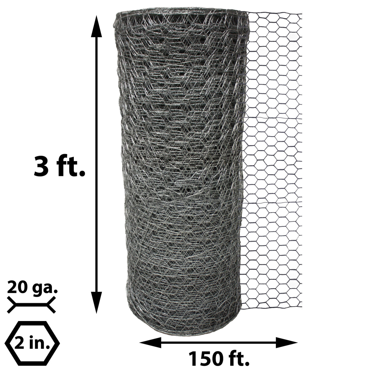 Acorn International Galvanized Steel Chicken Wire Fencing - 150ft x 3ft