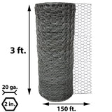 Acorn International Galvanized Steel Chicken Wire Fencing - 150ft x 3ft