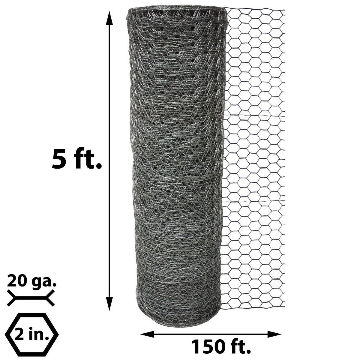 Acorn International 5-ft 20-Gauge Silver Galvanized Steel Chicken Wire Rolled Fencing with Mesh Size 2-in