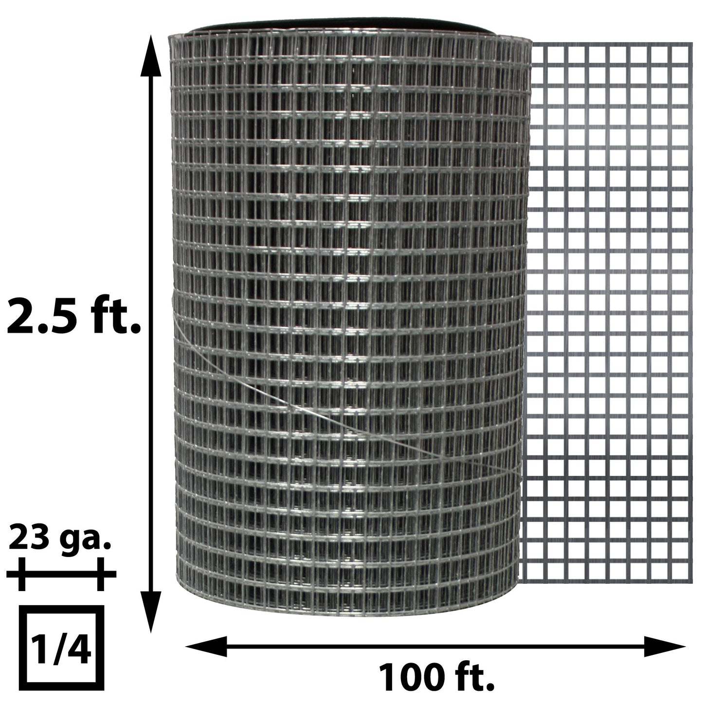 Acorn International Silver Galvanized Steel Hardware Cloth - 100ft x 2ft, 23 Gauge, 1/4-in Mesh