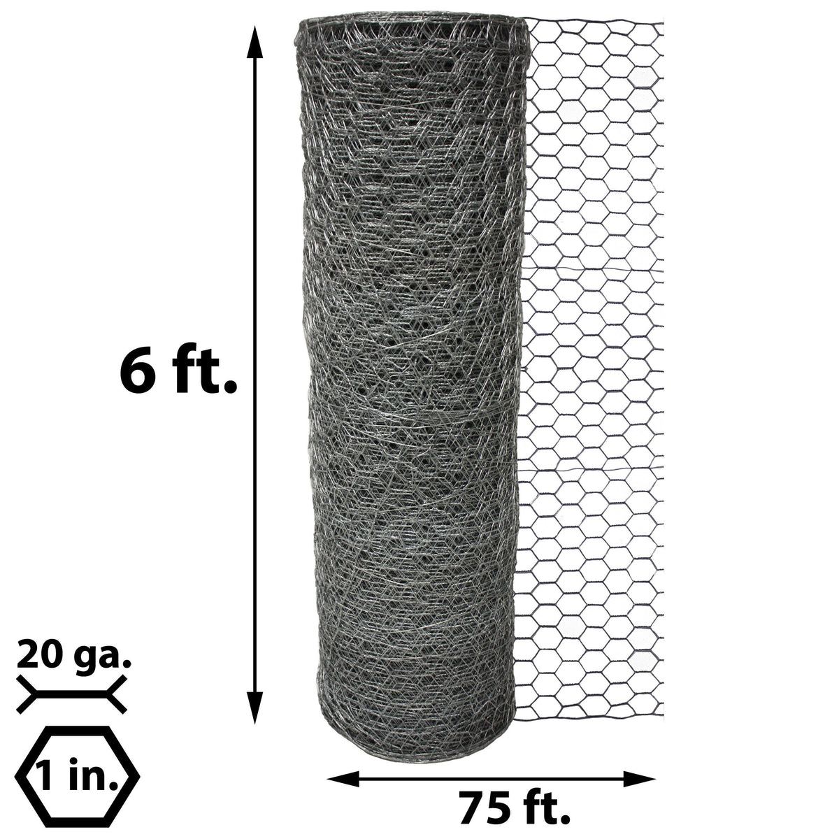 Acorn International 6-ft 20-Gauge Silver Galvanized Steel Chicken Wire Rolled Fencing with Mesh Size 1-in