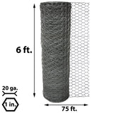 Acorn International 6-ft 20-Gauge Silver Galvanized Steel Chicken Wire Rolled Fencing with Mesh Size 1-in