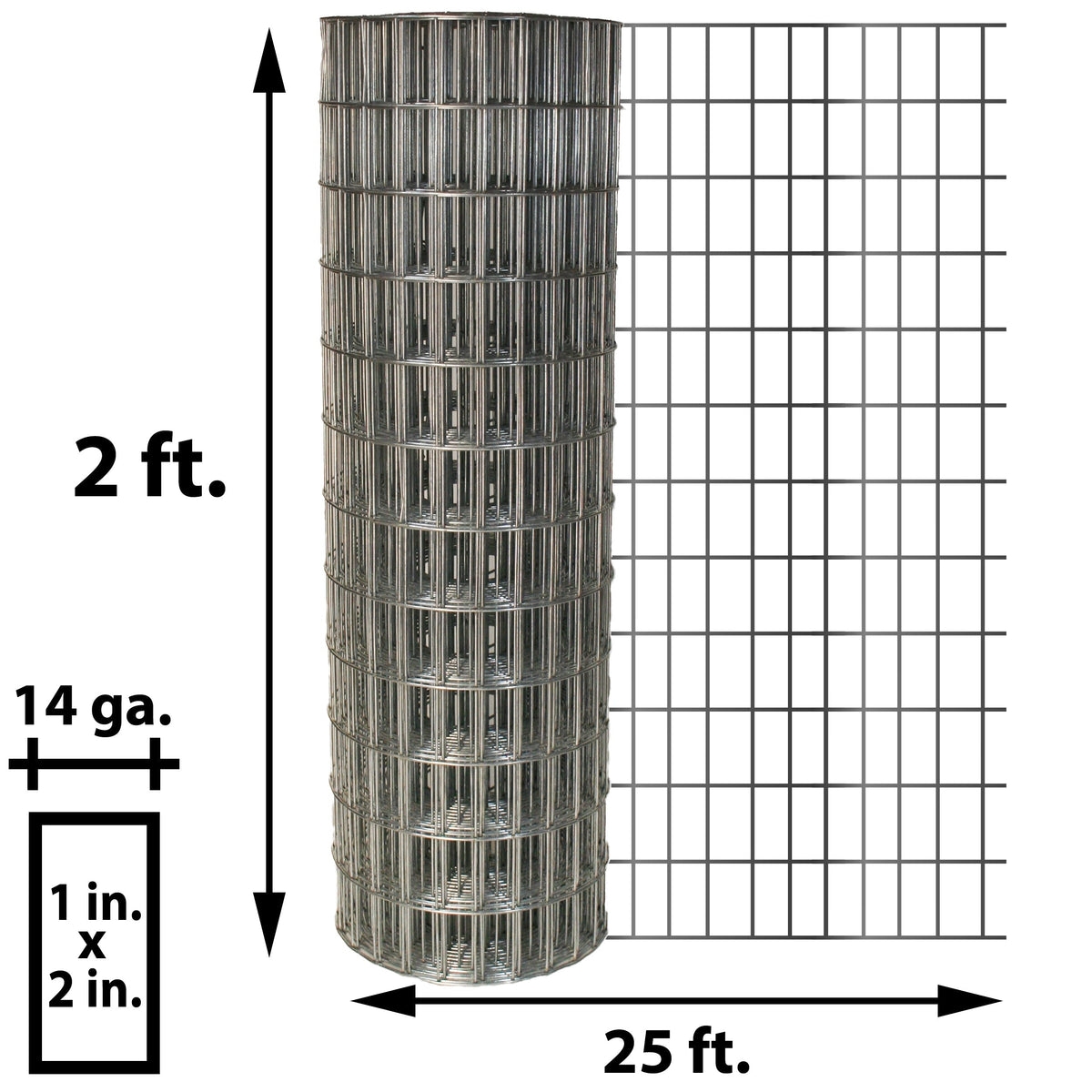Acorn International Silver Galvanized Welded Wire Garden Fence 25ft