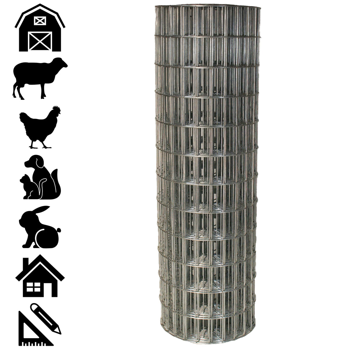 Acorn International Silver Galvanized Welded Wire Garden Fence 25ft