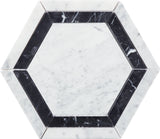 Satori 8-in x 8-in Polished Natural Marble Hexagon Floor and Wall Tile, Bianco Carrara White/Nero Marquina (4.8-sq ft/Carton)
