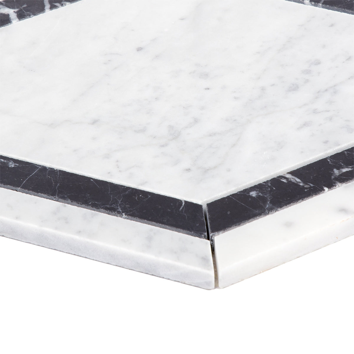 Satori 8-in x 8-in Polished Natural Marble Hexagon Floor and Wall Tile, Bianco Carrara White/Nero Marquina (4.8-sq ft/Carton)