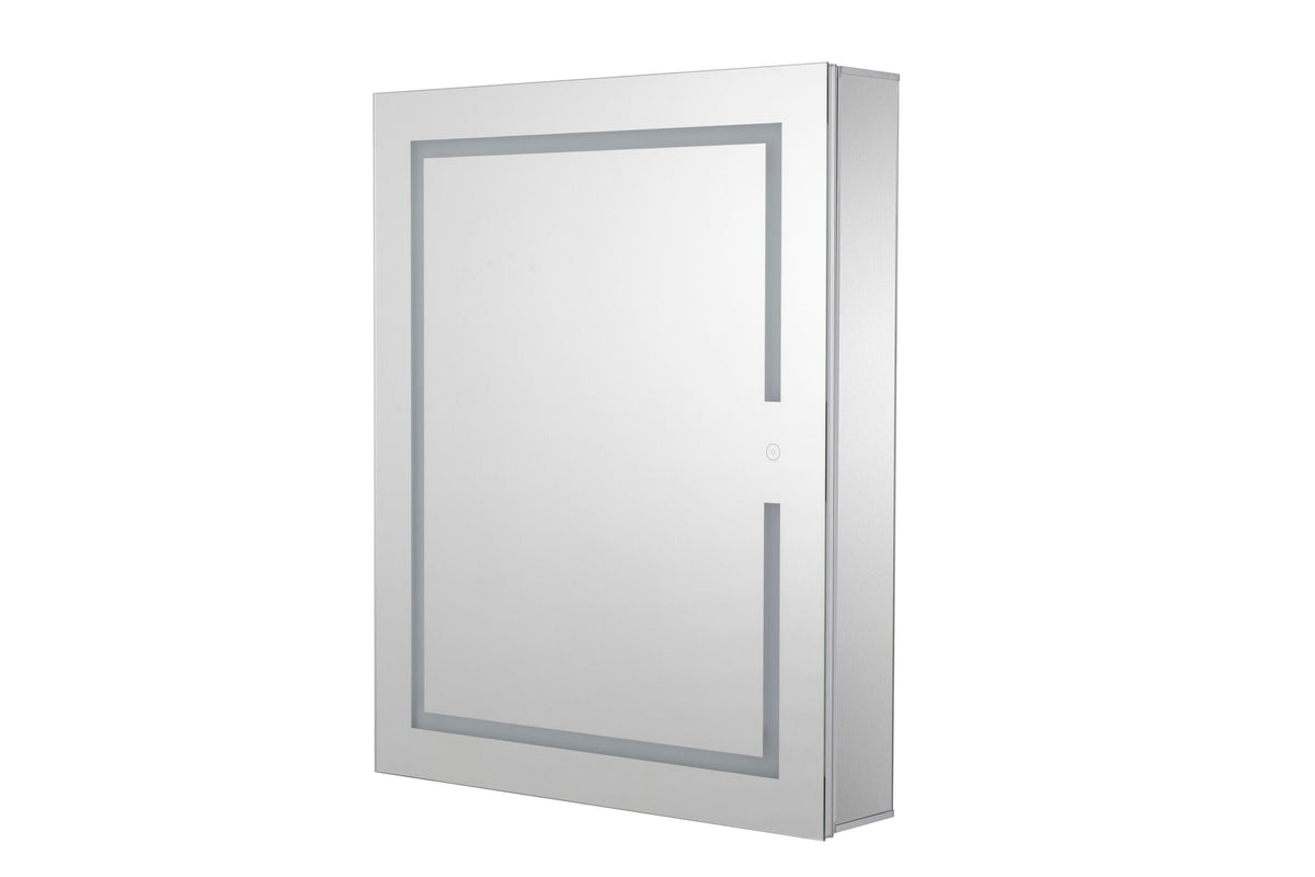 Croydex 20-in x 26-in Lighted LED Fog Free Surface/Recessed Mount Silver Mirrored Soft Close Medicine Cabinet with Outlet