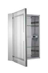 Croydex 20-in x 26-in Lighted LED Fog Free Surface/Recessed Mount Silver Mirrored Soft Close Medicine Cabinet with Outlet