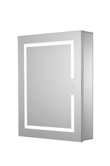Croydex 24-in x 30-in Lighted LED Fog Free Surface/Recessed Mount Silver Mirrored Soft Close Medicine Cabinet with Outlet