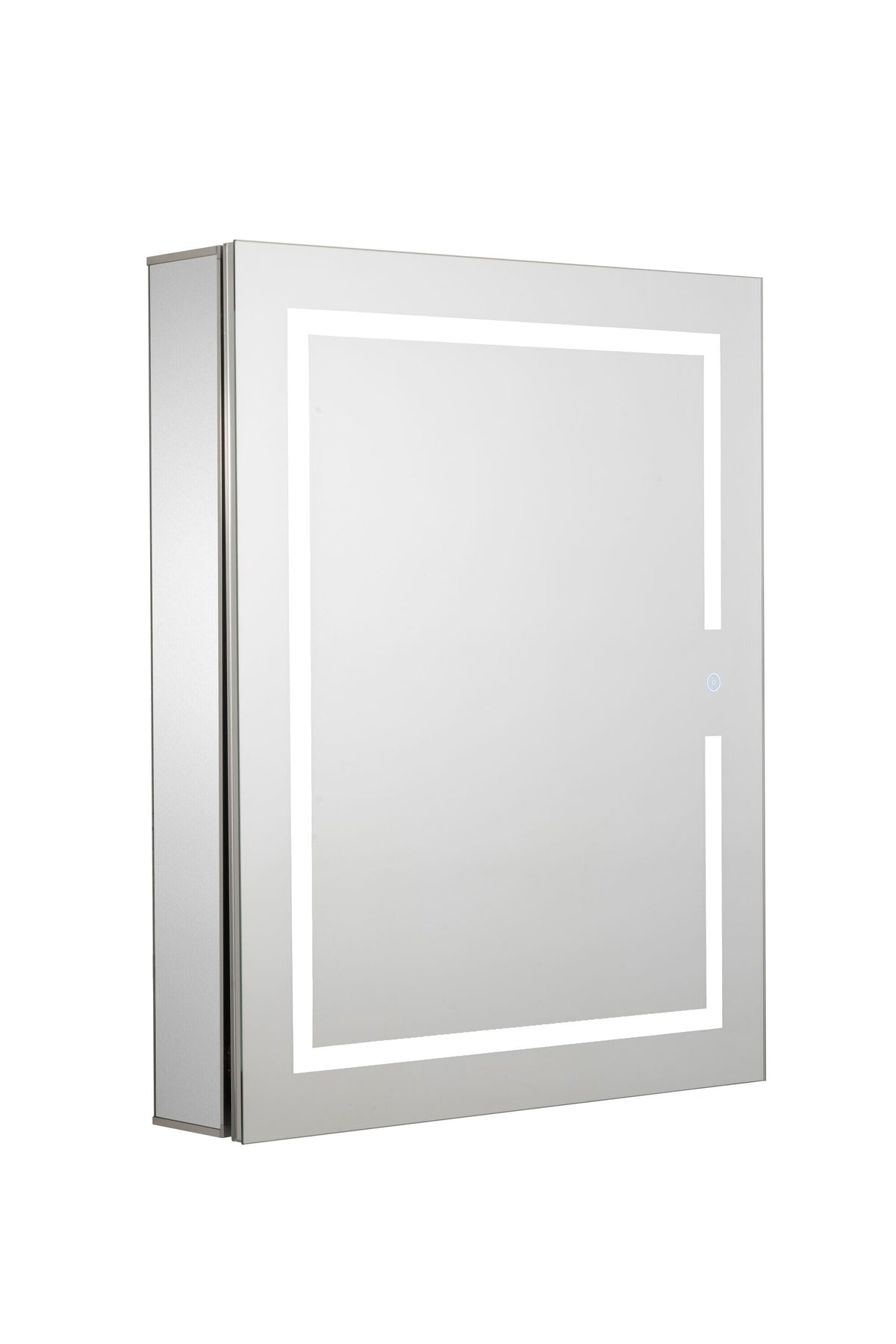 Croydex 24-in x 30-in Lighted LED Fog Free Surface/Recessed Mount Silver Mirrored Soft Close Medicine Cabinet with Outlet