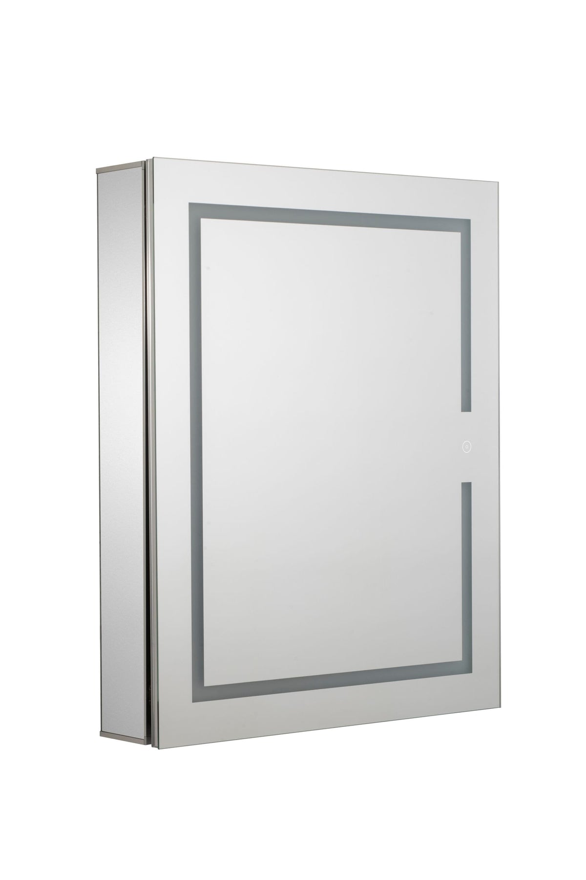 Croydex 24-in x 30-in Lighted LED Fog Free Surface/Recessed Mount Silver Mirrored Soft Close Medicine Cabinet with Outlet