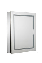 Croydex 24-in x 30-in Lighted LED Fog Free Surface/Recessed Mount Silver Mirrored Soft Close Medicine Cabinet with Outlet