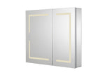 Croydex 30-in x 26-in Lighted LED Fog Free Surface/Recessed Mount Silver Mirrored Soft Close Medicine Cabinet with Outlet