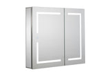 Croydex 30-in x 26-in Lighted LED Fog Free Surface/Recessed Mount Silver Mirrored Soft Close Medicine Cabinet with Outlet